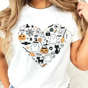 Halloween Doodles Shirt, Halloween Graphic Shirt, Retro Halloween Tee